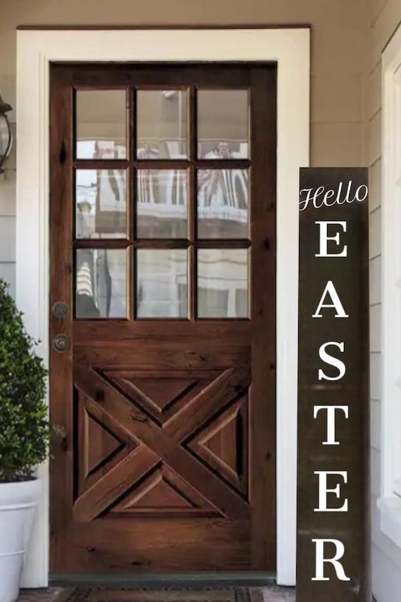 Hello Easter Wooden Porch Leaner Sign - Sealed - Multiple Heights and Stains