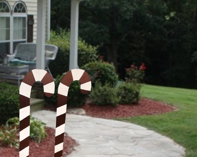 Large Wooden Candy Canes - All Weather Holiday Decor - Multiple Colors