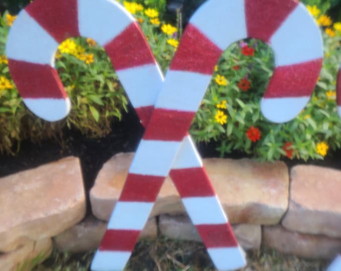 Large Wooden Candy Canes - All Weather Holiday Decor - Multiple Colors