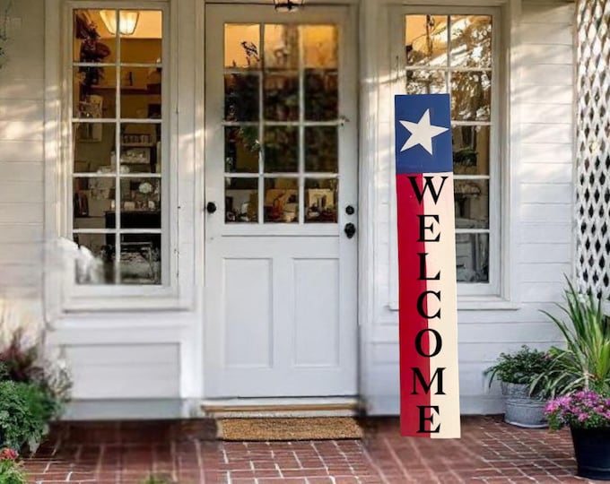 Patriotic Porch Leaner Sign: Red White Blue Welcome Decor