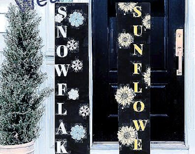 Heat Activated Color change Snowflakes to Sunflowers Wooden Porch Leaner Sign- All weather - sealed - New One of a Kind Sign