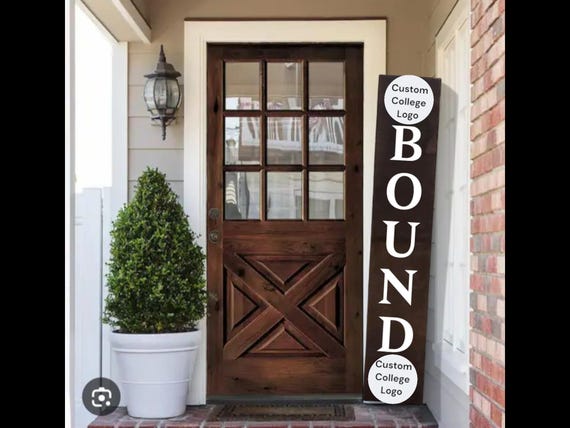 College Farewell Handpainted Bound Custom Wooden Porch Sign with Custom Emblems