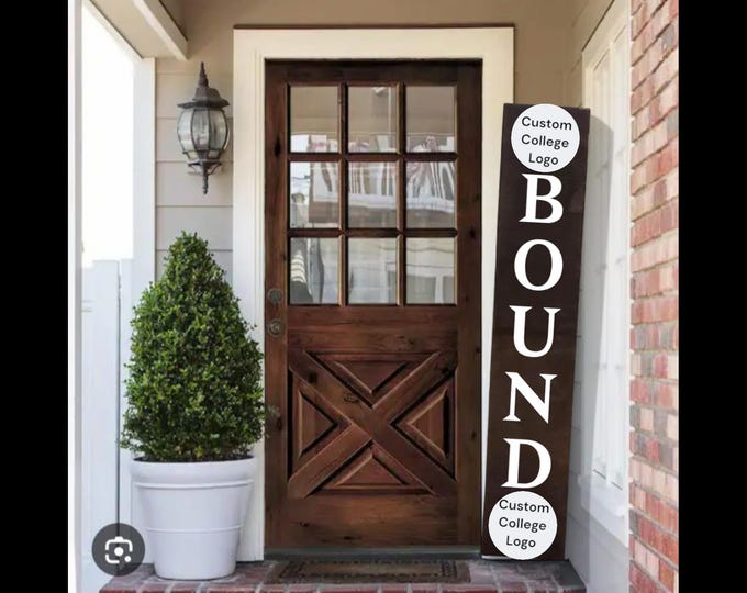 College Farewell Handpainted Bound Custom Wooden Porch Sign with Custom Emblems