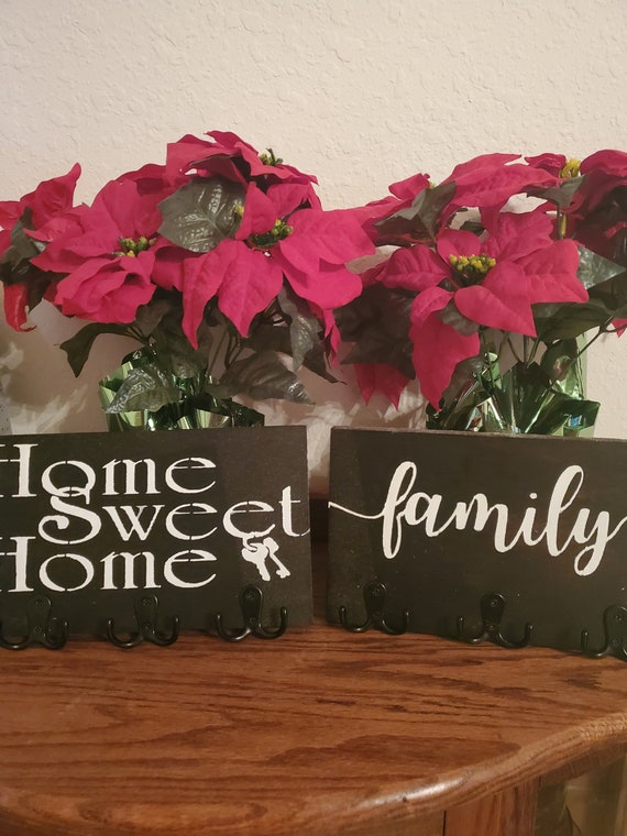 Handpainted  Key/Leash Holder with 3 Heavy Duty Double Hooks - 2 styles - hardware included -