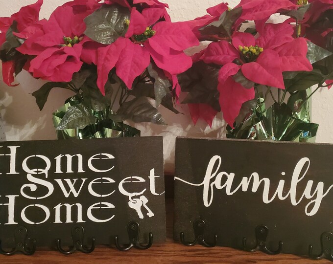 Handpainted  Key/Leash Holder with 3 Heavy Duty Double Hooks - 2 styles - hardware included -