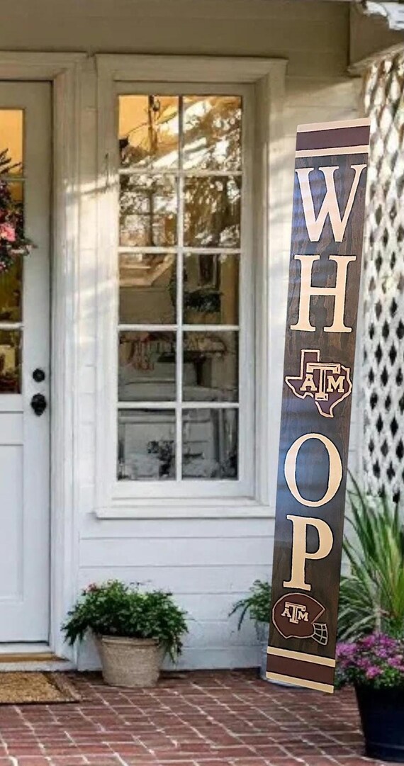 Texas A&M Aggie Whoop Porch Sign, Color Logo and Helmet