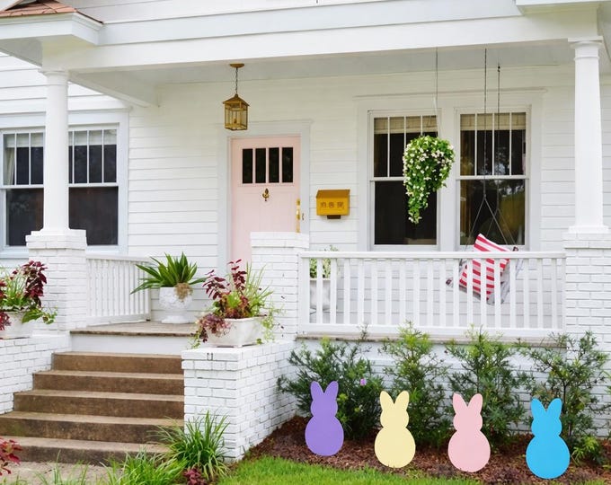 Easter Peeps Bunny Yard Art – Pastel Spring Lawn Decorations
