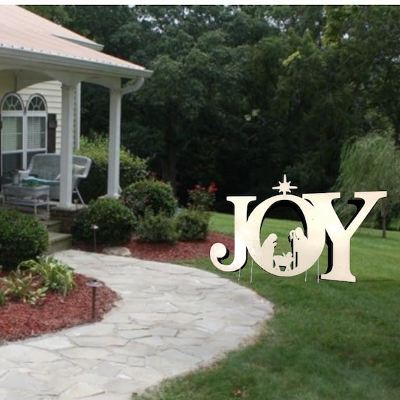 Large JOY with Nativity Wooden Yard Art