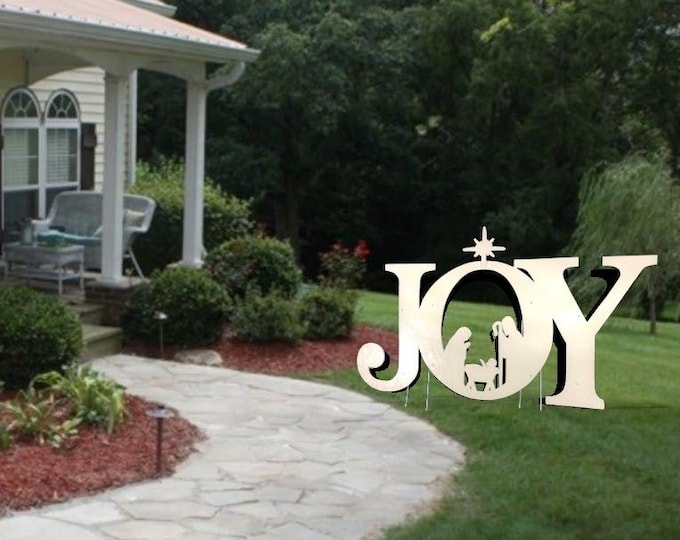 Large JOY with Nativity Wooden Yard Art