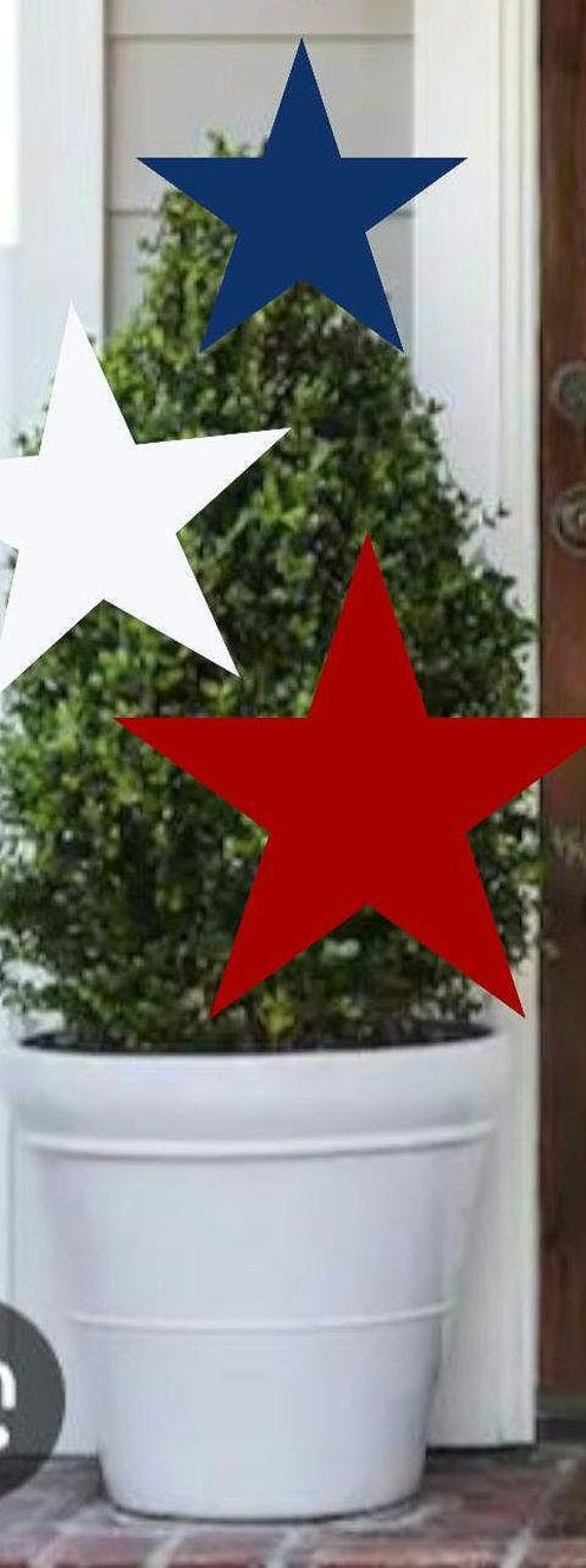 Stacked TriStar Wooden Patriotic Decor - Red, White, and Blue