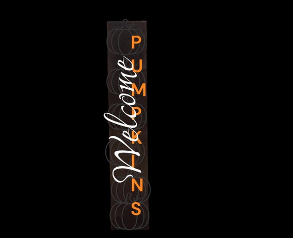 Hand Painted 'Welcome Pumpkins' Wooden Porch Sign: Rustic Fall Decor