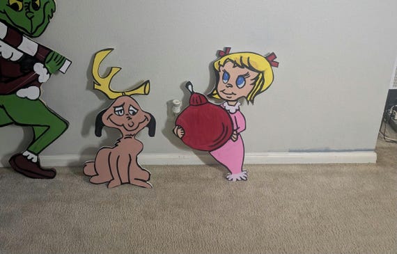 Hand Painted Cindy Lou Who Wooden Cutout – Grinch Christmas Decor