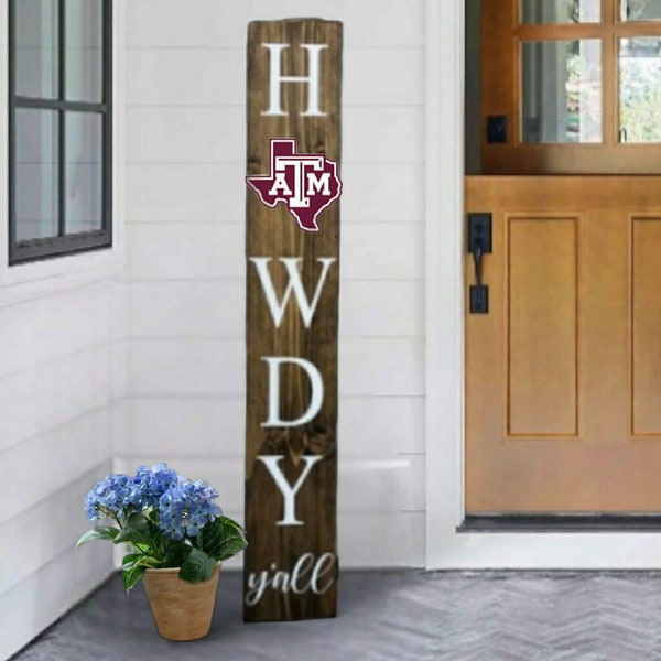 TexasA&M "HOWDY YALL" Porch sign with Burgundy Emblem  - Weatherproof