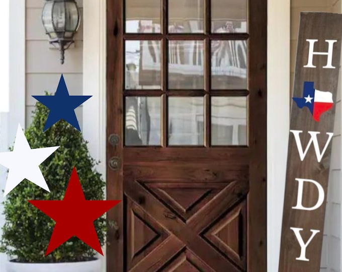 Texas Flag Porch Sign: Howdy Y'all Vertical Patriotic Decor