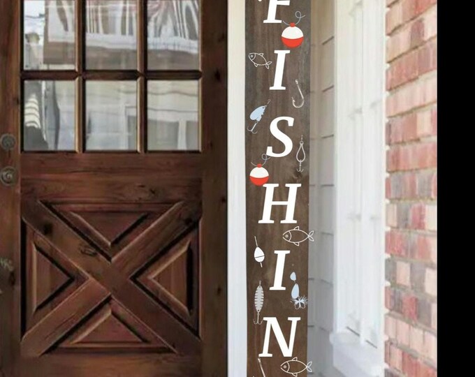 Lures, Hooks, and Bobbers GONE FISHING Solid Wood All Weather  Porch Leaner Sign