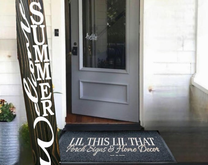 Handpainted WELCOME SUMMER Wooden Front Porch Leaner Sign - Heavy Weighted Rustic