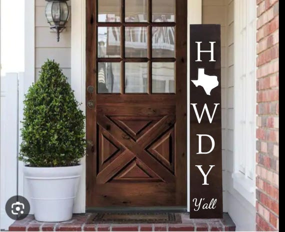 Howdy Y'all Wooden Porch Sign with Texas Emblem