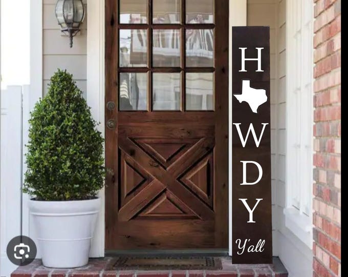 Howdy Y'all Wooden Porch Sign with Texas Emblem