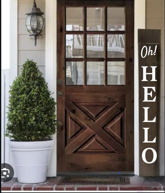 OH Hello Vertical Wooden Porch Leaner Sign - All Weather - heavy - Multiple options