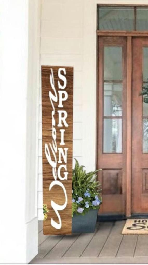 Welcome Spring Front  Porch Sign - Weatherproofed - Heavy - Rustic