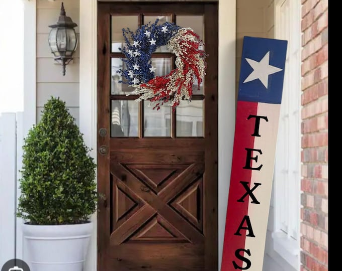 Patriotic Texas Porch Leaner: Red White Blue USA Decor