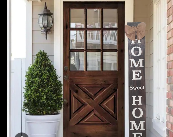 Home Sweet Home Wooden Porch Sign with Burlap Bow