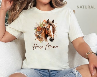 Hästmamma-tröja för hästälskare, söt häst-t-shirt för hästägare, bondflicka eller hästmamma, t-shirt för hästtävlingar