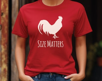 T-shirt grappig haan, T-shirt maat is belangrijk, uniseks katoen