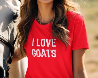Me encanta la camisa de cabras para los amantes de Caprine, camiseta bonita para novia, mamá de cabra, camiseta para dueño de cabra, camiseta para hombres y mujeres