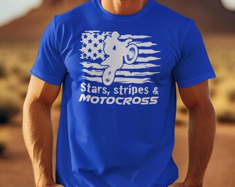 Stars Stripes et chemise de motocross pour les amateurs de motos tout-terrain et t-shirt tout-terrain pour hommes et femmes, t-shirts MX SMX avec drapeau patriotique du 4 juillet