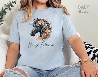 Horse Mama Shirt For Equestrian Lovers Tee Cute Horse TShirt For Equine Owner Farm Girl Or Equine Mom T-Shirt For Horse Shows