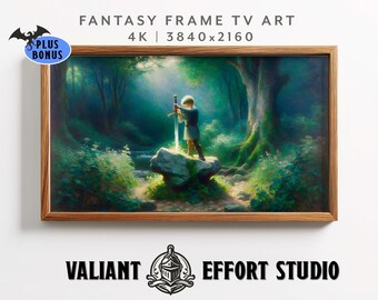 Epic Samsung Frame TV Art, Excalibur, Vintage Painting, Fantasy Art for TV, Classy Decor, Digital Download