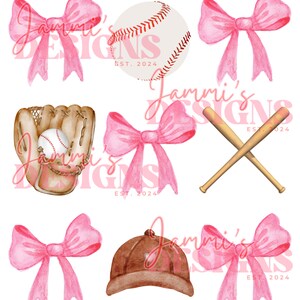 Baseball and Bows Pink