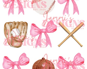Baseball and Bows Pink