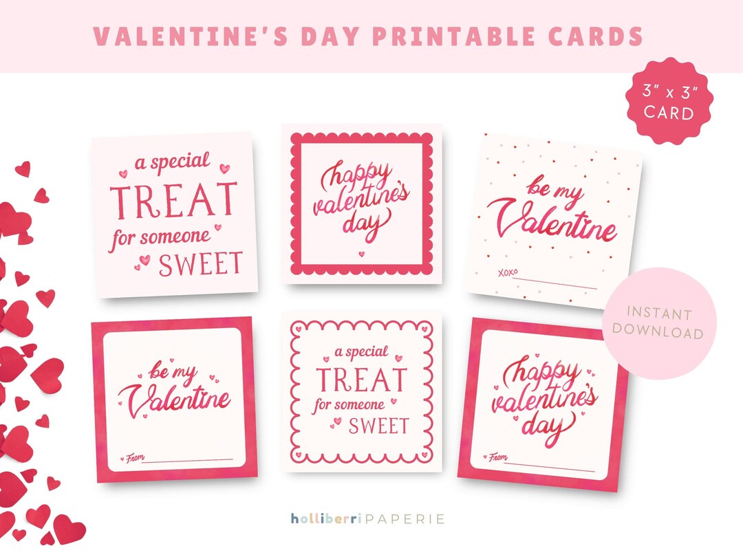 Valentines Day Gift Tag, Printable Valentines Day Tag, Treat Card ...