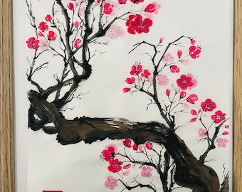 Plum blossoms original on rice paper