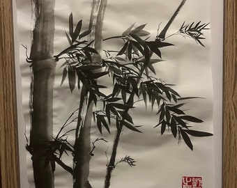 Bamboo Sumi art on rice paper original