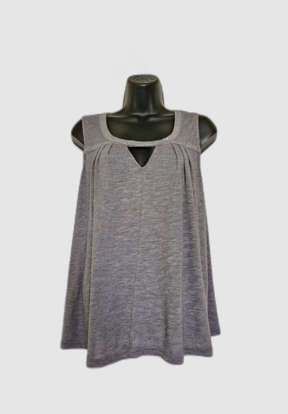 Juicy Couture Heather Gray Studded Peekaboo Tank T