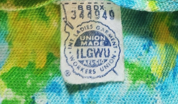 Vintage Mod 60s-70s Union Lable Made Blue Yellow … - image 5