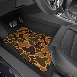 Duck Camouflage Car Mats Set, Military Style Floor Mats, Durable Vehicle Accessories, Outdoor Enthusiasts, Woodland Decor
