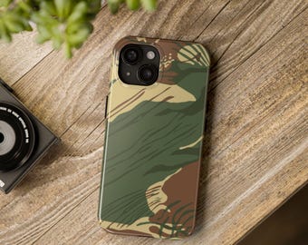 Rhodesian Brushstroke Camouflage Tough Case, Military Camo Protective Cover, Army Green Phone Shell, Unique Gift for Outdoorsy Person,