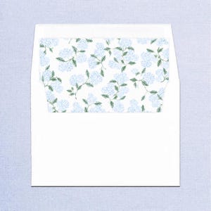 Blue Hydrangea Envelope Liner Template, Wedding Invitation Envelope Liner, Blue Wedding Stationery, Editable Envelope Insert | HYDRNAGEA