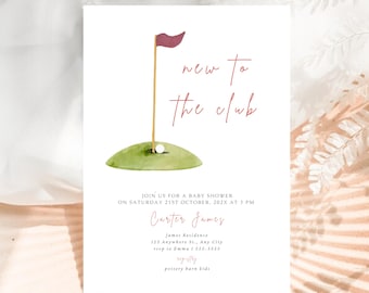 Zaproszenie na baby shower w stylu golfowym | Elegancki motyw na imprezę golfową | Cyfrowe zaproszenie na imprezę | Golfowy baby shower dla chłopców I Nowość w klubie I Kolekcja GOLF