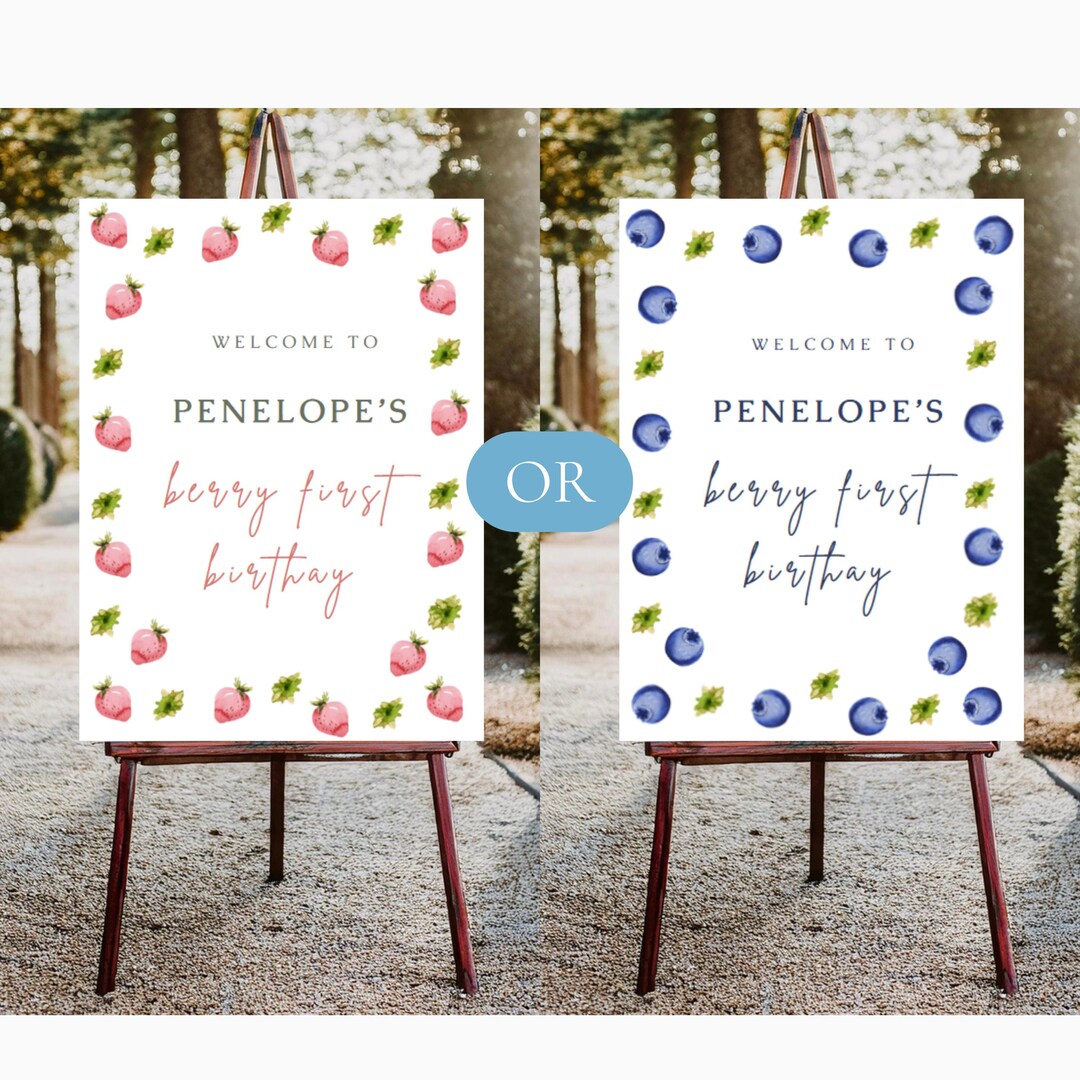 Berry Welcome Sign Template, Berry First Birthday Welcome Sign, Berry ...
