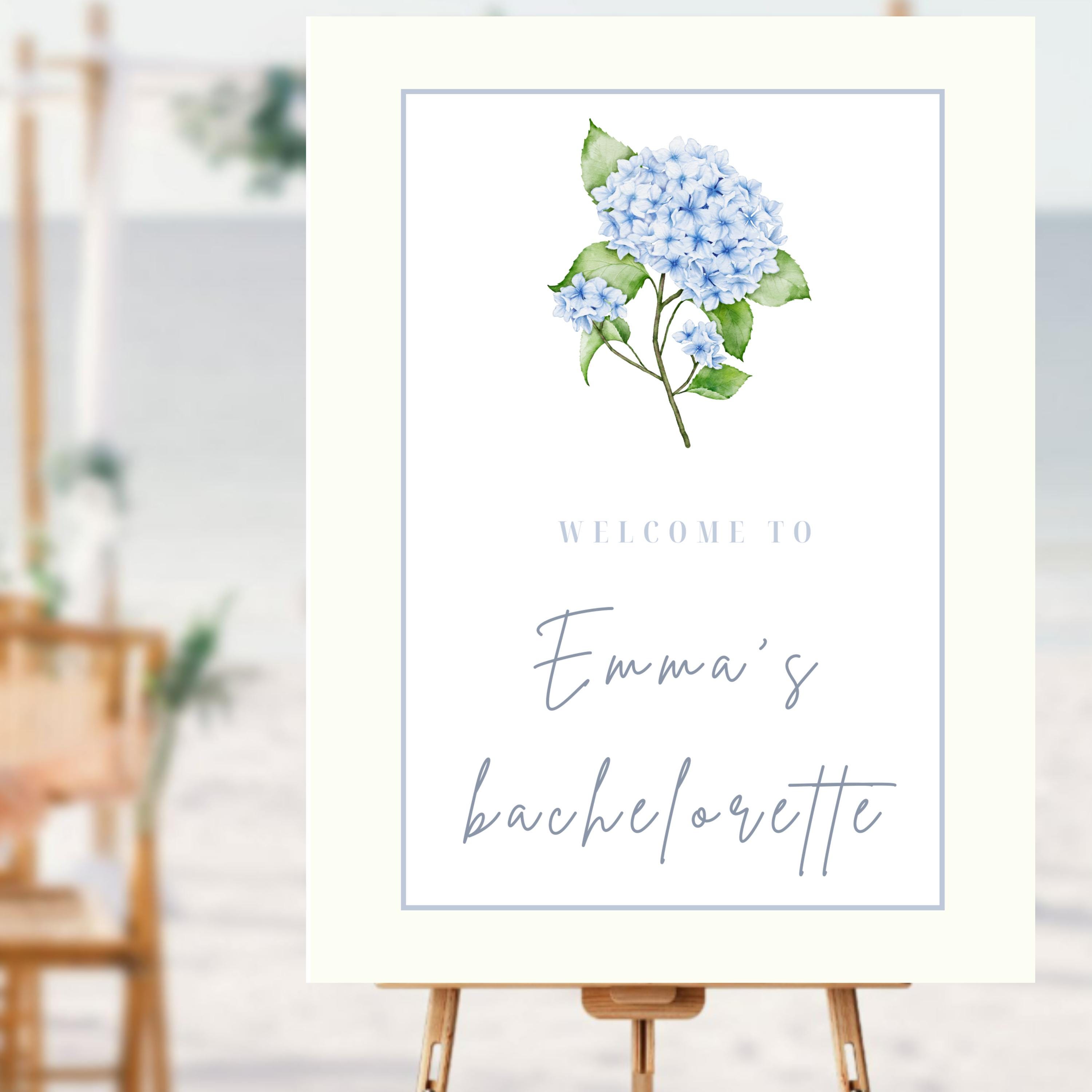 Hydrangea Bachelorette Welcome Sign: Coastal Floral Decor (editable ...