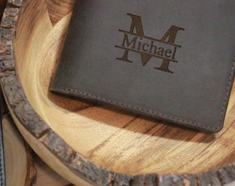 Personalized Leather Mens Wallet, Gift for Anniversary, Graduation, Dad, Boyfriend, Him, Husband, Father, Handwriting Engraved Custom Wallet