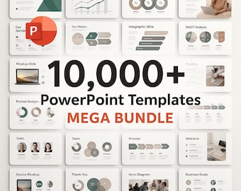 Mega Bundle 10.000 Power Point Vorlagen | Bearbeitbar, modern, sauberes Design