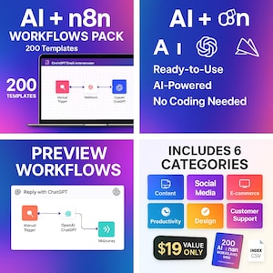 n8n Pack: 200+ Business Templates (Digitaler Download)