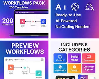 n8n ワークフロー自動化パック: 200 種類以上のビジネステンプレート (デジタルダウンロード)
