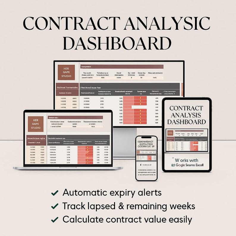 Contract Management Tracker: Printable & Digital Spreadsheet - Etsy